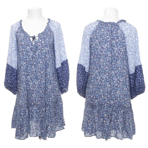 Zara Blue Floral Ditsy Ruffle Tiered Dress Sz. XS BNWT - Picture 5 of 12